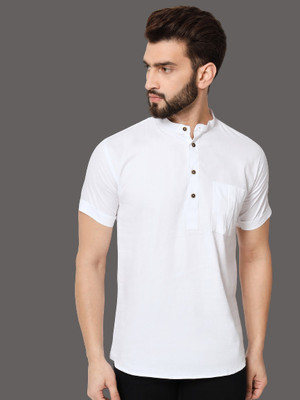 ZAKOD Men Solid Straight Kurta(White)
