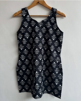 Choudhary Fashion Women Printed, Block Print A-line Kurta(Black)