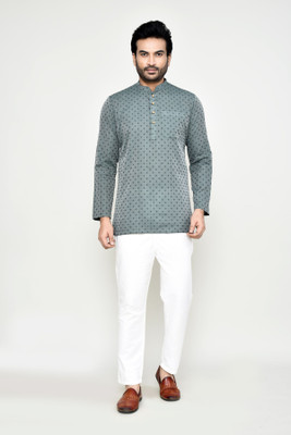 POLY2FAB Men Solid Straight Kurta(Green)