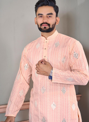 FOXDX Men Printed, Self Design A-line Kurta(Multicolor)