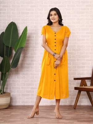 Siddiqa Creation Women Solid A-line Kurta(Yellow)