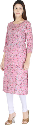 NeeloKurtis Women Self Design Straight Kurta(Pink)