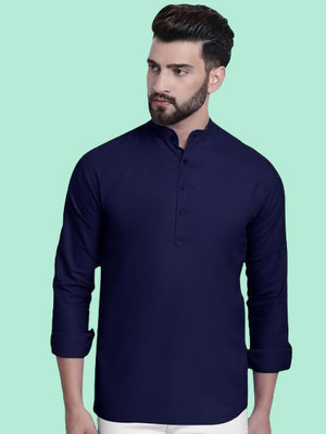 Super Weston Men Solid Straight Kurta(Dark Blue)