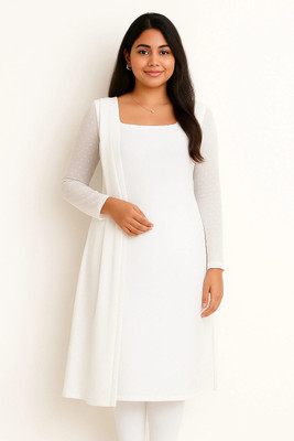 Shree Bhojalram Textile Women Self Design Straight Kurta(White)