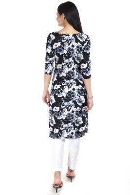 KLYYZEN FASHION Women Floral Print A-line Kurta(Black, Grey, White)