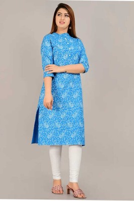 Yamuna Women Striped A-line Kurta(Blue)