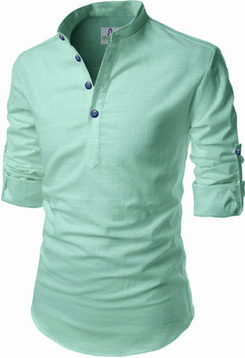 Apektra Men Solid A-line Kurta(Light Green)