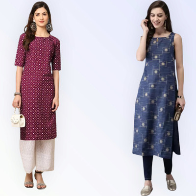 HouseOfCommon Women Printed Straight Kurta(Multicolor)
