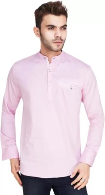 Aditya Fashion Men Solid Straight Kurta(Pink)