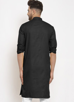 Krudha Men Solid Straight Kurta(Black)