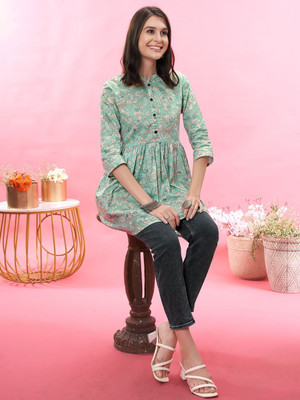 ANOUK Women Floral Print Flared Kurta(Multicolor)