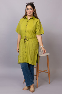 Japroz Women Solid A-line Kurta(Green)