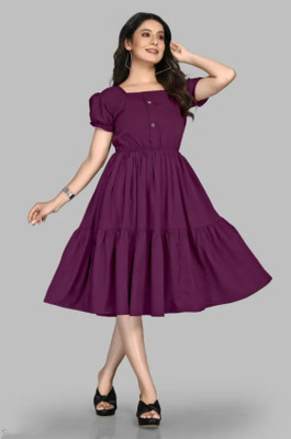 Stylery Women Solid High Low Kurta(Purple)