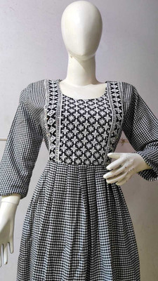 MEHAZ FASHION Women Printed A-line Kurta(Grey)
