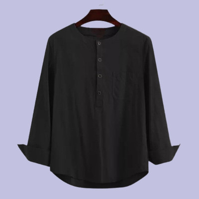 GAINELL Men Solid Straight Kurta(Black)