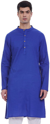 OORA Men Solid Straight Kurta(Dark Blue)