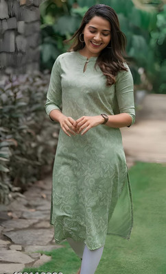 XYC Women Self Design A-line Kurta(Green)