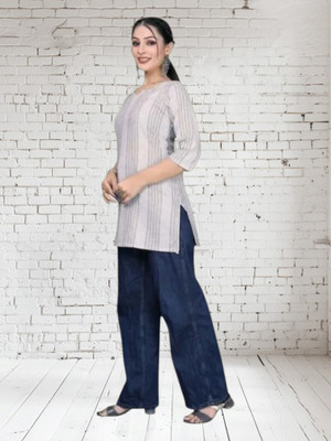 Kfashionbj Women Solid A-line Kurta(White)