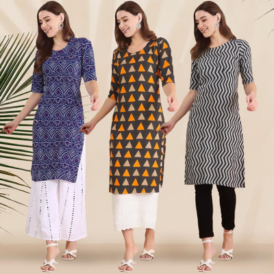 EthnicBasket Women Printed Straight Kurta(Multicolor)