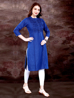 SK Creation Women Solid A-line Kurta(Dark Blue)