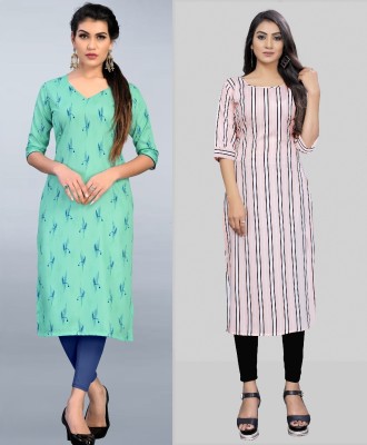 Hiral Creation Women Striped Straight Kurta(Multicolor)