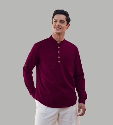 Vida Loca Men Solid Straight Kurta(Purple)