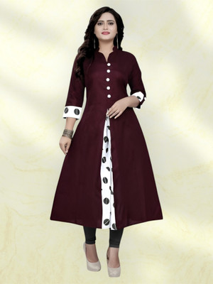 Texpa Fashions Women Printed A-line Kurta(Maroon)