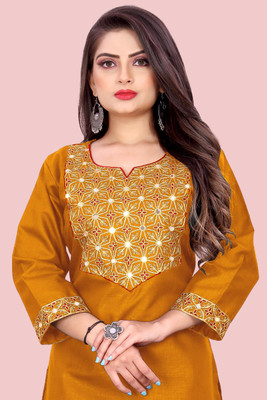 Shantuba textiles Women Embroidered A-line Kurta(Multicolor)