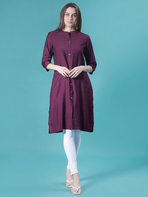 V-MART Women Solid A-line Kurta(Purple)