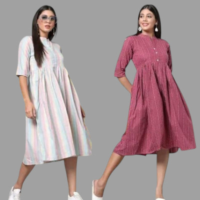 HouseOfCommon Women Printed Anarkali Kurta(Multicolor)