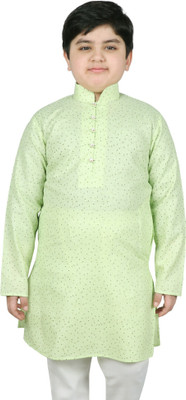 SG YUVRAJ Boys Printed Straight Kurta(Green)