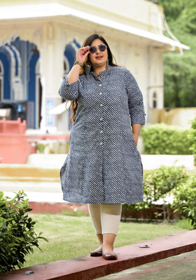 Lee Moda Women Leheriya A-line Kurta(Blue)