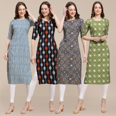 EthnicBasket Women Printed Straight Kurta(Multicolor)