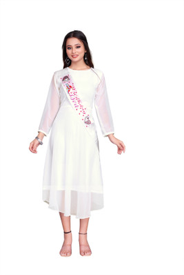 Nirva Enterpries Women Geometric Print A-line Kurta(White)