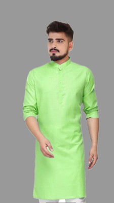 VINAARI Men Solid A-line Kurta(Green)