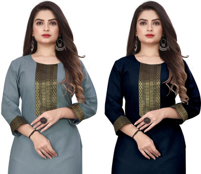 HF HOLYDAY FASHION Women Applique, Solid Pathani Kurta(Grey, Blue)