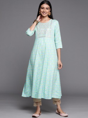 LIBAS Women Printed A-line Kurta(Blue)