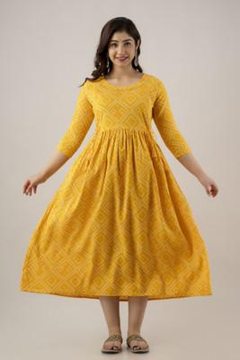 Glorry Creation Women Gown Yellow Maxi/Full Length Dress