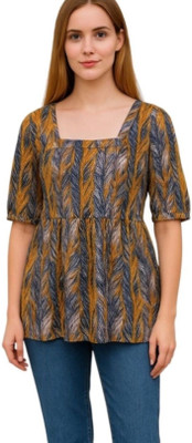 HouseOfCommon Women Self Design A-line Kurta(Brown)