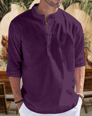 SPOQUE Men Solid Straight Kurta(Purple)