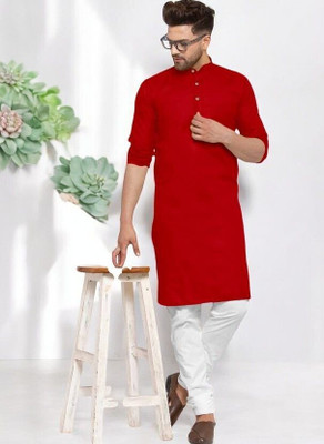 Rashmi Genz Men Printed Straight Kurta(Red)
