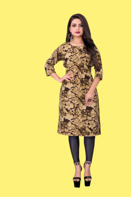 Tulsii Fab Women Printed Anarkali Kurta(Brown)