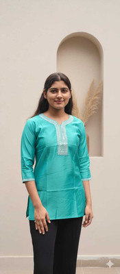Harmi collection Women Solid Straight Kurta(Light Blue)