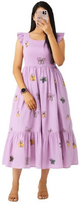 Hirva Collections Women Printed Anarkali Kurta(Purple)