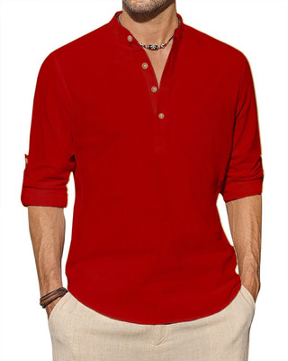 Vimal Star Men Solid Straight Kurta(Red)