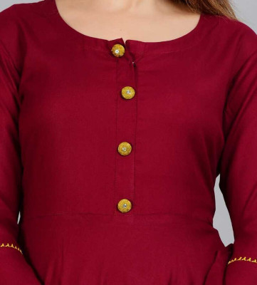 SMIEN Women Solid Anarkali Kurta(Maroon)