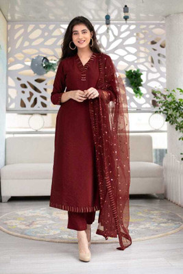 shreefashion Embroidered Kurta, Palazzo & Dupatta Set