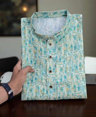 MOXTE Men Printed Straight Kurta(Multicolor, Blue, Grey)