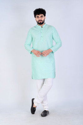 Keton Men Embroidered, Embellished Straight Kurta(Light Blue)