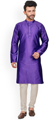 ANOUK Men Solid Straight Kurta(Purple)